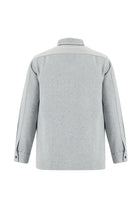 Orta Gri Uzun Kol Oversize Örme Shacket Pamuklu Gömlek