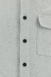 Orta Gri Uzun Kol Oversize Örme Shacket Pamuklu Gömlek