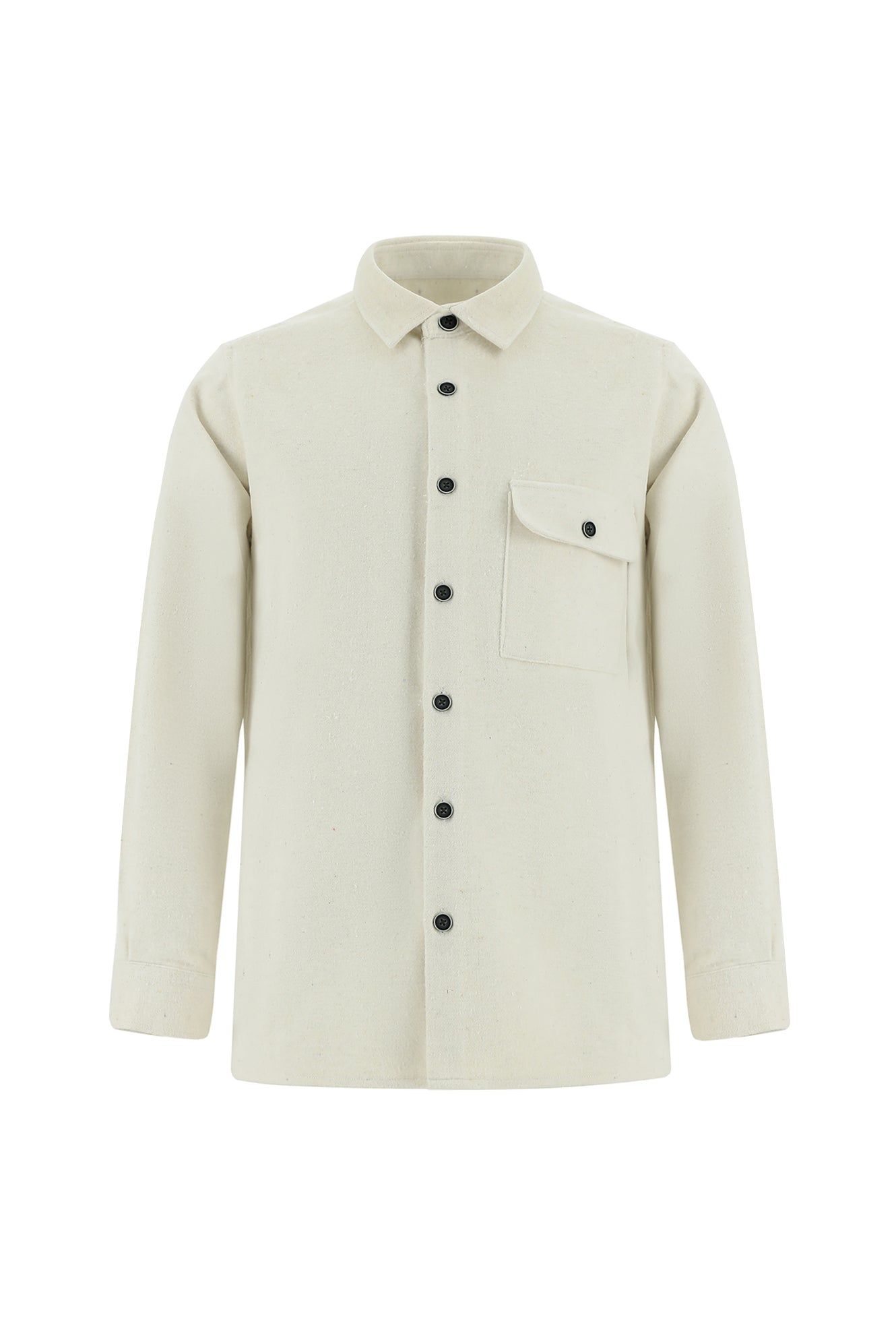 Ekru Uzun Kol Oversize Örme Shacket Pamuklu Gömlek