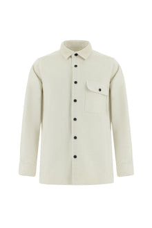 Ekru Uzun Kol Oversize Örme Shacket Pamuklu Gömlek