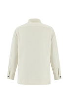 Ekru Uzun Kol Oversize Örme Shacket Pamuklu Gömlek