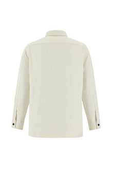 Ekru Uzun Kol Oversize Örme Shacket Pamuklu Gömlek