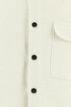 Ekru Uzun Kol Oversize Örme Shacket Pamuklu Gömlek