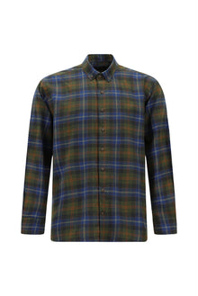 Açık Haki Uzun Kol Regular Fit Ekose Düğmeli Yaka Pamuk Oduncu Gömlek