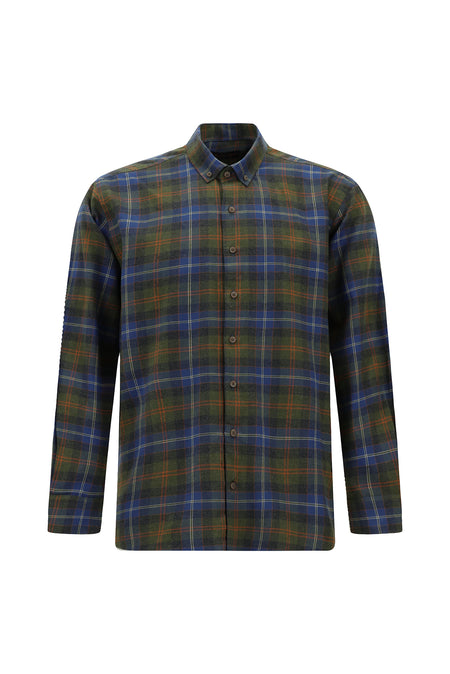 Açık Haki Uzun Kol Regular Fit Ekose Düğmeli Yaka Pamuk Oduncu Gömlek