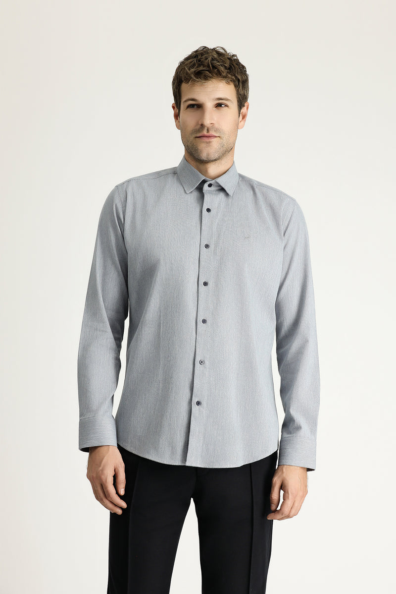 Açık Mavi Uzun Kol Slim Fit Dar Kesim Oduncu Pamuklu Gömlek