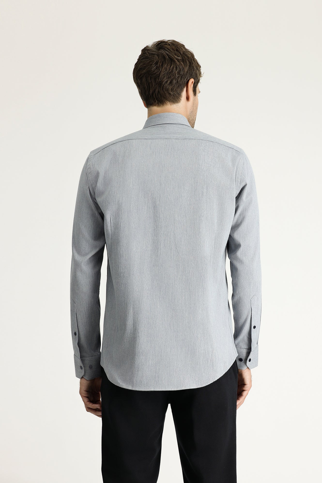 Açık Mavi Uzun Kol Slim Fit Dar Kesim Desenli Pamuklu Gömlek