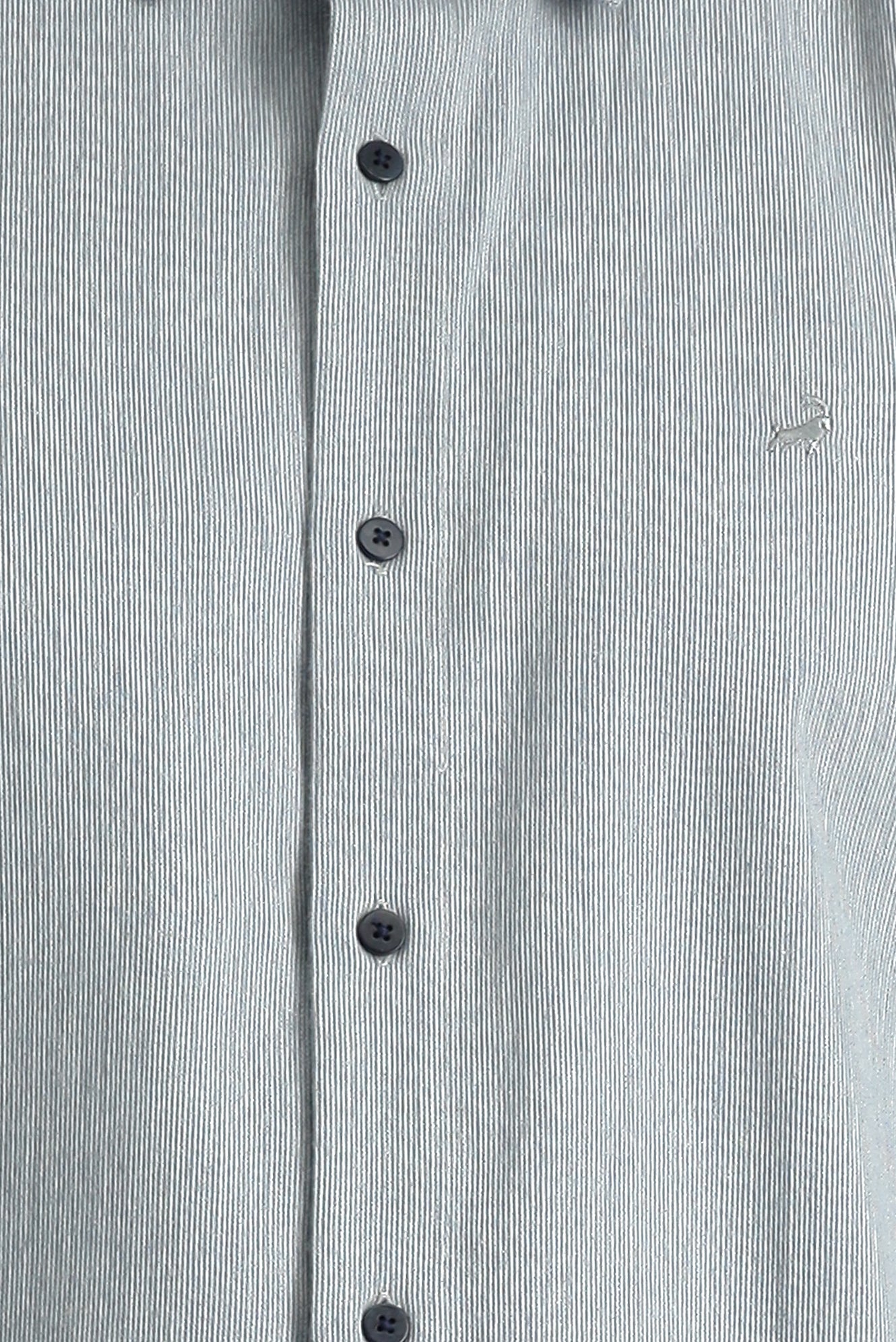 Açık Mavi Uzun Kol Slim Fit Dar Kesim Desenli Pamuklu Gömlek