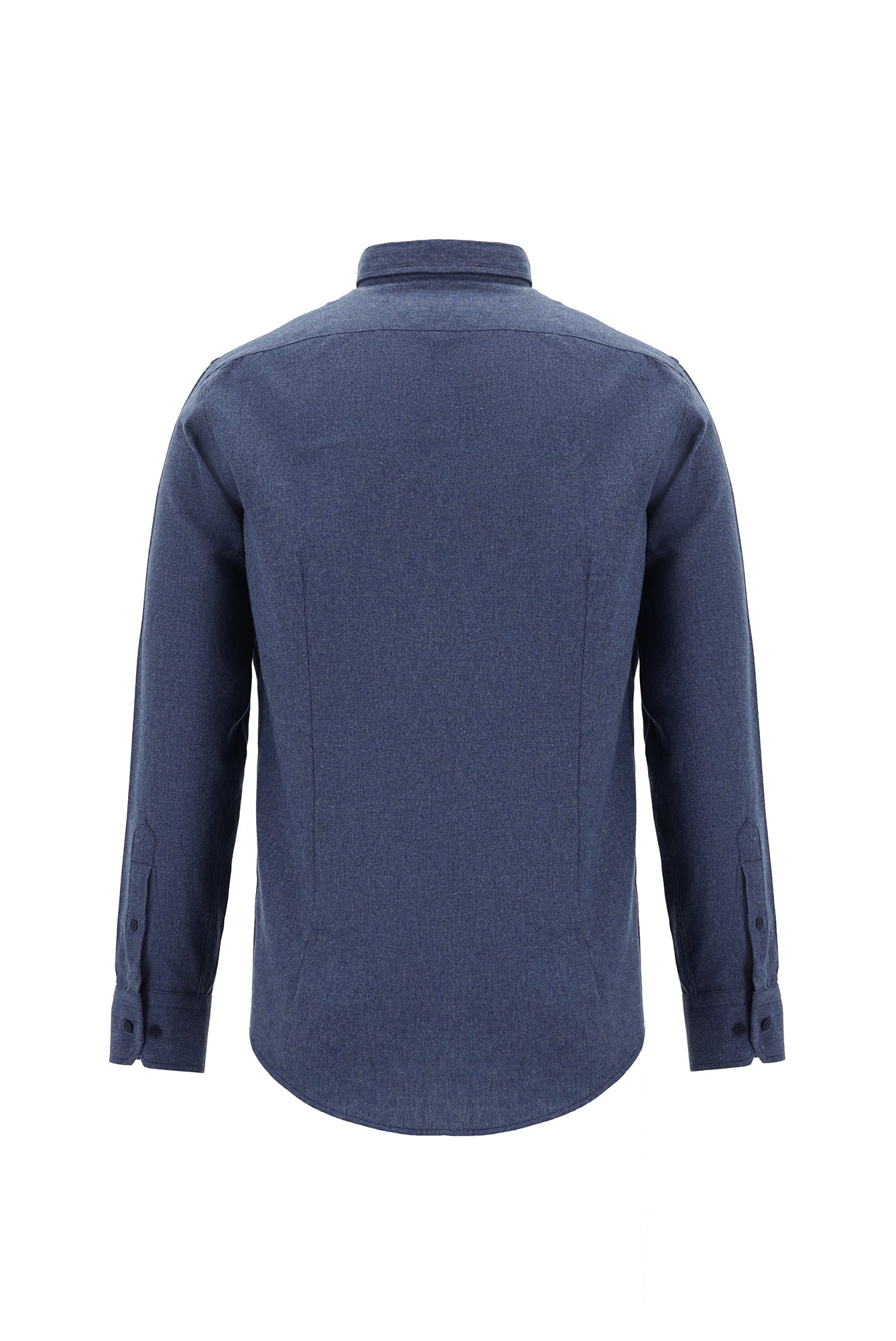 İndigo Melanj Uzun Kol Slim Fit Dar Kesim Oduncu Pamuklu Gömlek