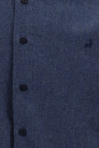 İndigo Melanj Uzun Kol Slim Fit Dar Kesim Oduncu Pamuklu Gömlek