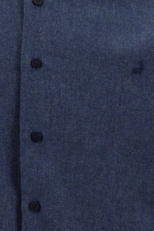 İndigo Melanj Uzun Kol Slim Fit Dar Kesim Oduncu Pamuklu Gömlek