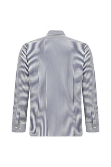 Beyaz Uzun Kol Regular Fit Düğmeli Yaka Çizgili Pamuk Gömlek