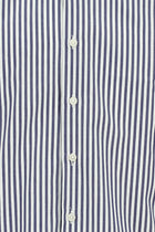 Beyaz Uzun Kol Regular Fit Düğmeli Yaka Çizgili Pamuk Gömlek