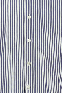 Beyaz Uzun Kol Regular Fit Düğmeli Yaka Çizgili Pamuk Gömlek