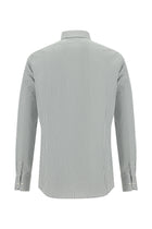 Orta Füme Uzun Kol Slim Fit Dar Kesim Çizgili Pamuk Gömlek-Abdullah Ki??l?