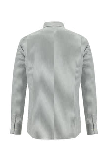 Orta Füme Uzun Kol Slim Fit Dar Kesim Çizgili Pamuk Gömlek-Abdullah Ki??l?