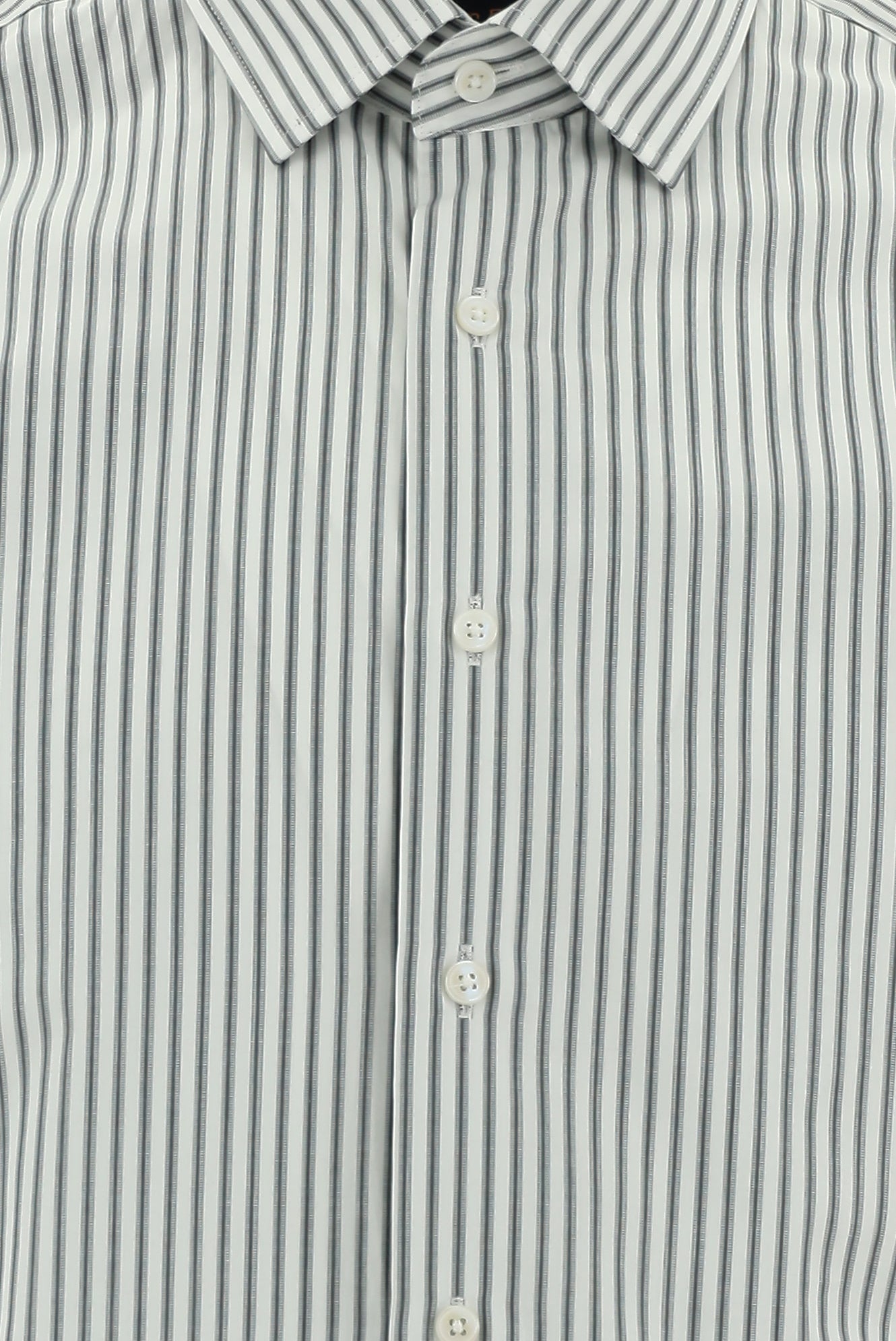 Orta Füme Uzun Kol Slim Fit Dar Kesim Çizgili Pamuk Gömlek-Abdullah Ki??l?