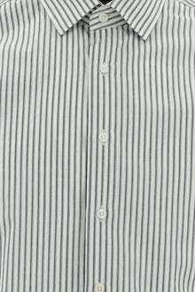 Orta Füme Uzun Kol Slim Fit Dar Kesim Çizgili Pamuk Gömlek-Abdullah Ki??l?