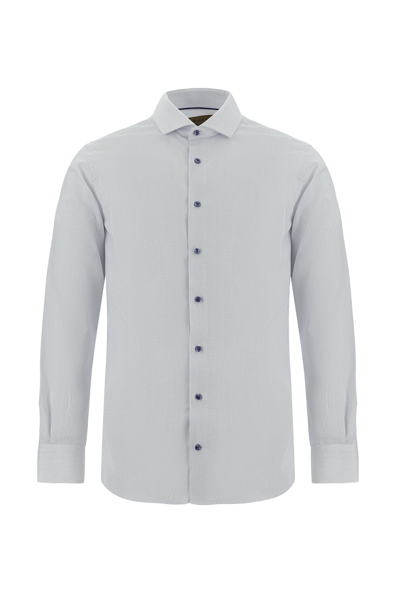 Beyaz Uzun Kol Slim Fit Dar Kesim Non Iron Klasik Desenli Pamuk Gömlek