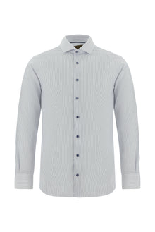 Beyaz Uzun Kol Slim Fit Dar Kesim Non Iron Klasik Desenli Pamuk Gömlek