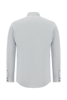 Beyaz Uzun Kol Slim Fit Dar Kesim Non Iron Klasik Desenli Pamuk Gömlek