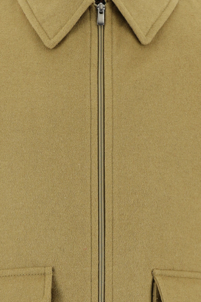 Açık Kahve  Slim Fit Dar Kesim Yünlü Kaşe Mont