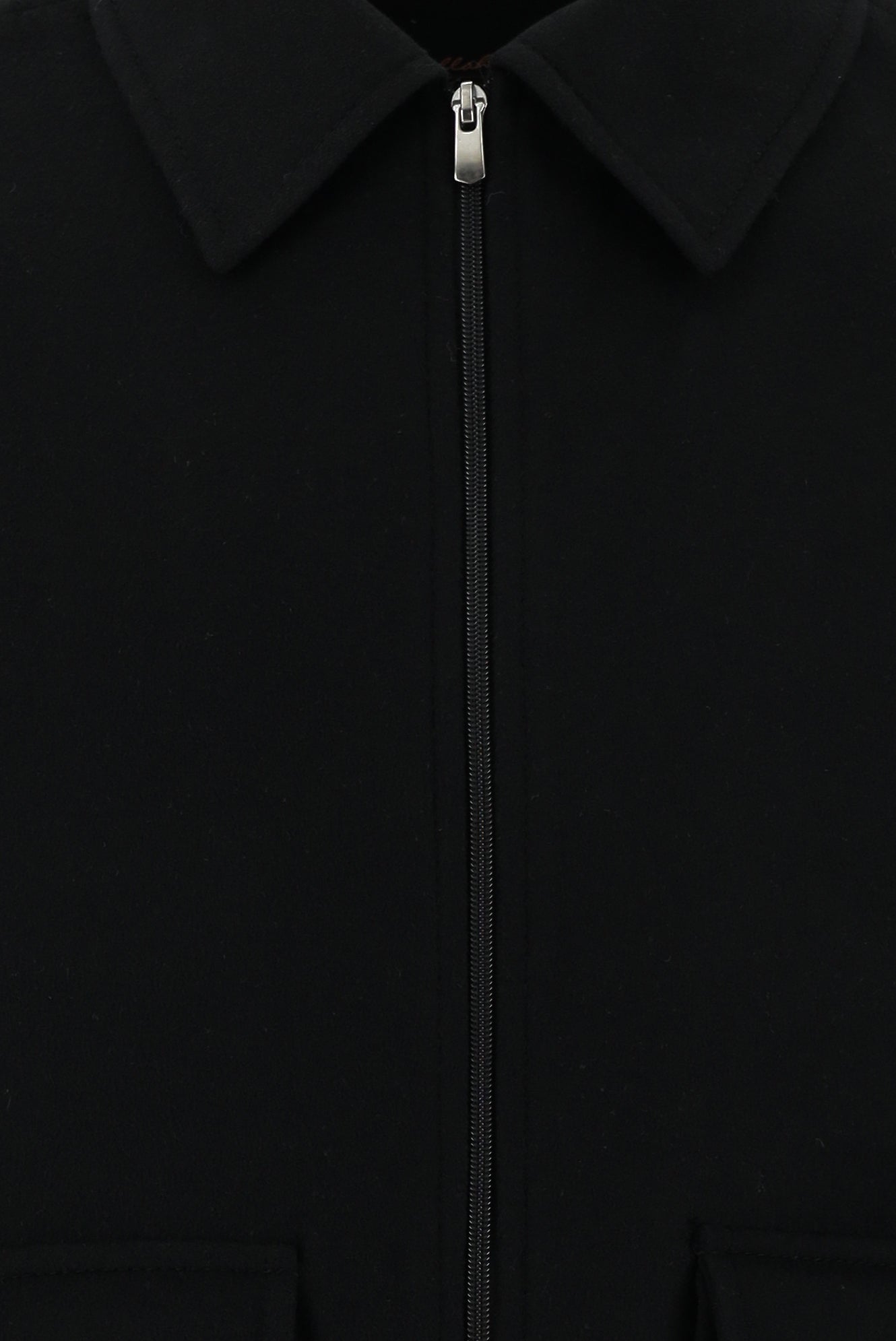 Siyah Slim Fit Dar Kesim Yünlü Kaşe Mont