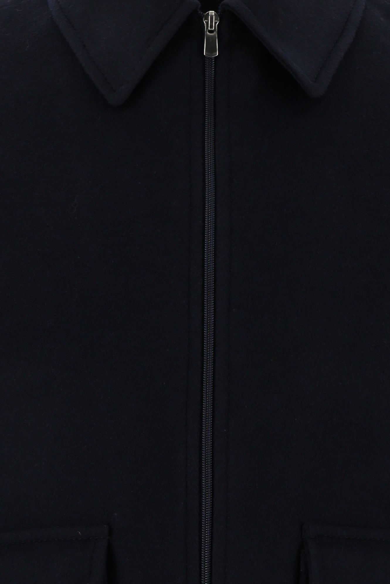 Koyu Lacivert Slim Fit Dar Kesim Yünlü Kaşe Mont