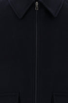 Koyu Lacivert Slim Fit Dar Kesim Yünlü Kaşe Mont