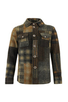 Orta Kahve Slim Fit Dar Kesim Desenli Yünlü Gömlek / Mont