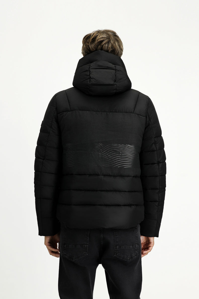 Siyah Kapüşonlu Spor Şişme Mont