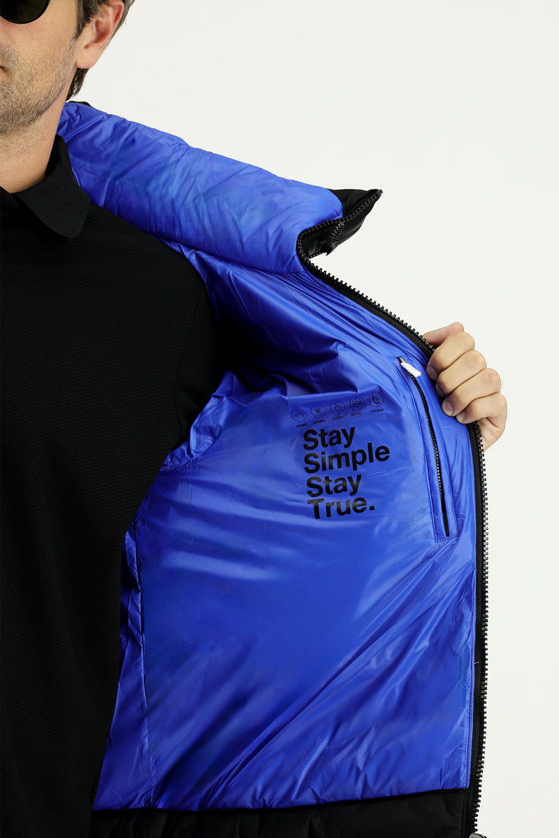 Siyah Kapüşonlu Spor Şişme Mont