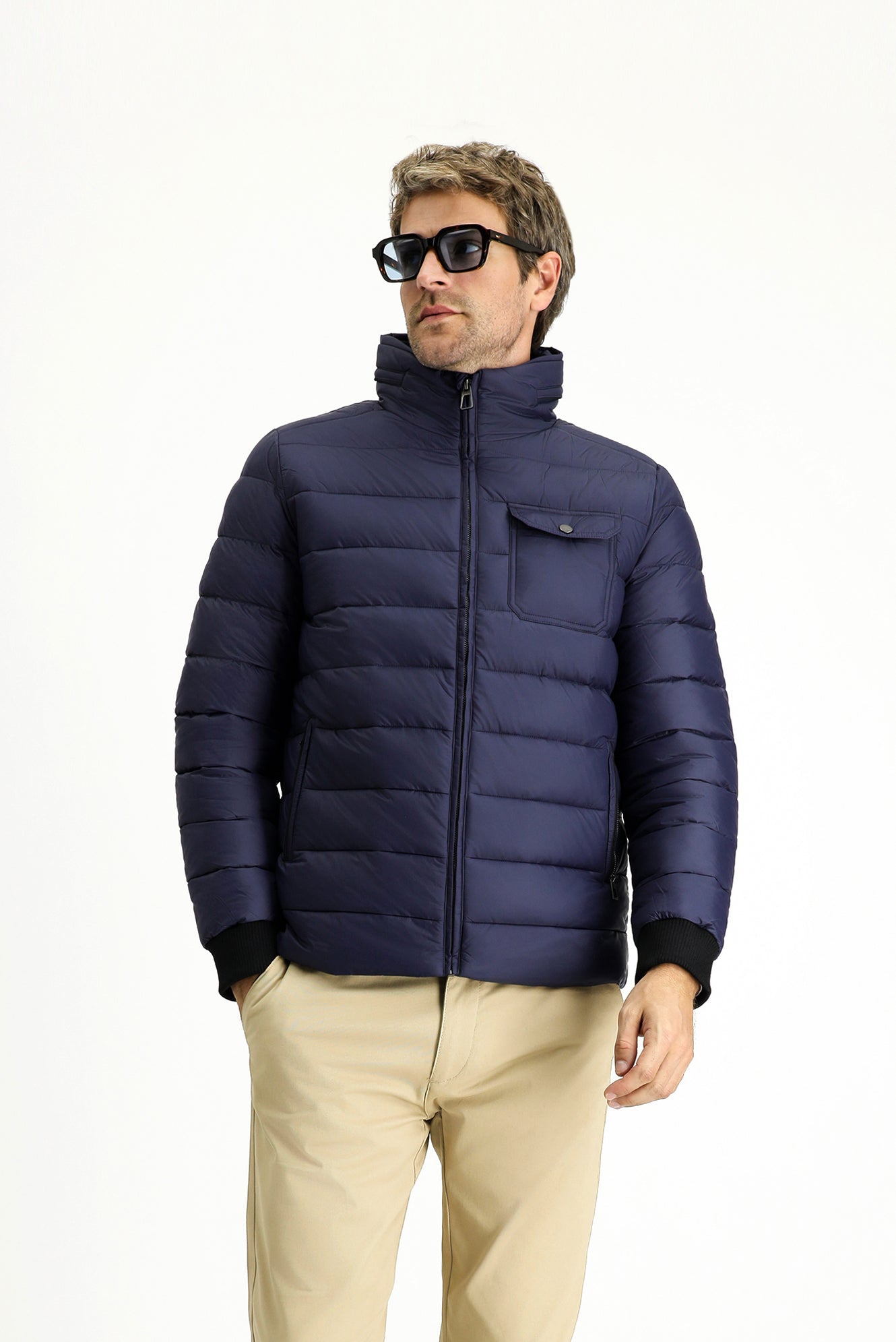Koyu Lacivert Spor Şişme Mont