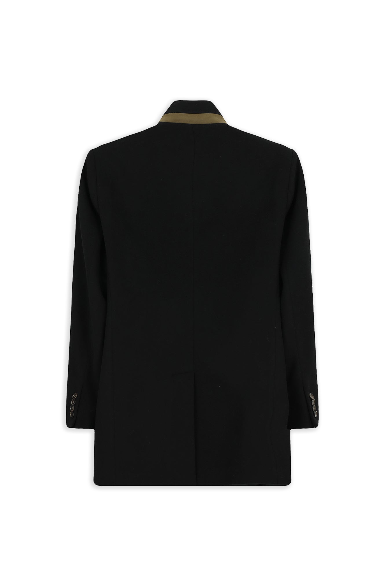 Siyah Slim Fit Dar Kesim Dik Yaka Cepli Yünlü Klasik Kaban