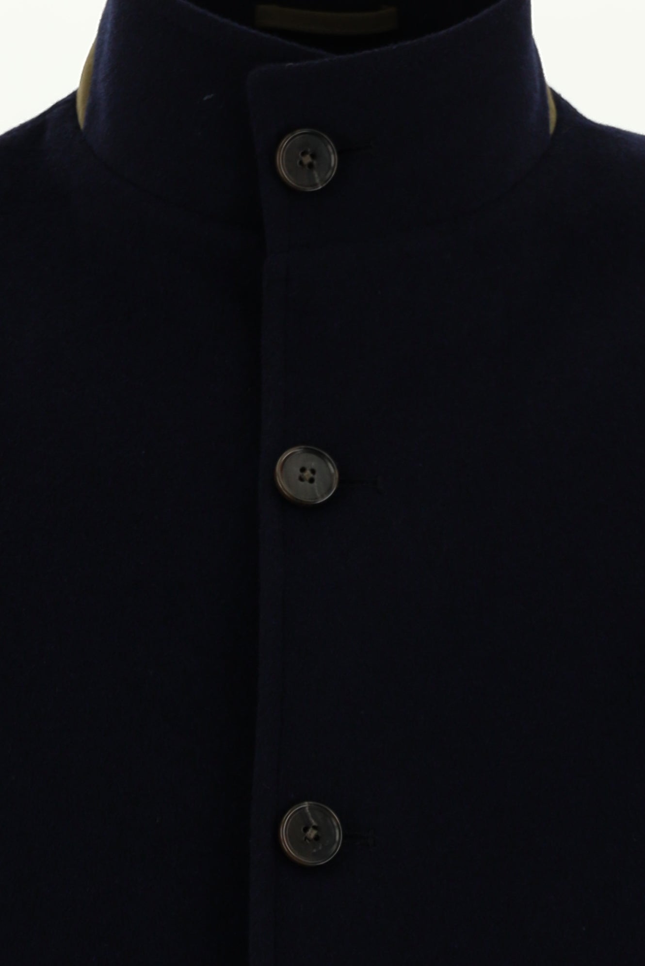 Koyu Lacivert Slim Fit Dar Kesim Dik Yaka Cepli Yünlü Klasik Kaban