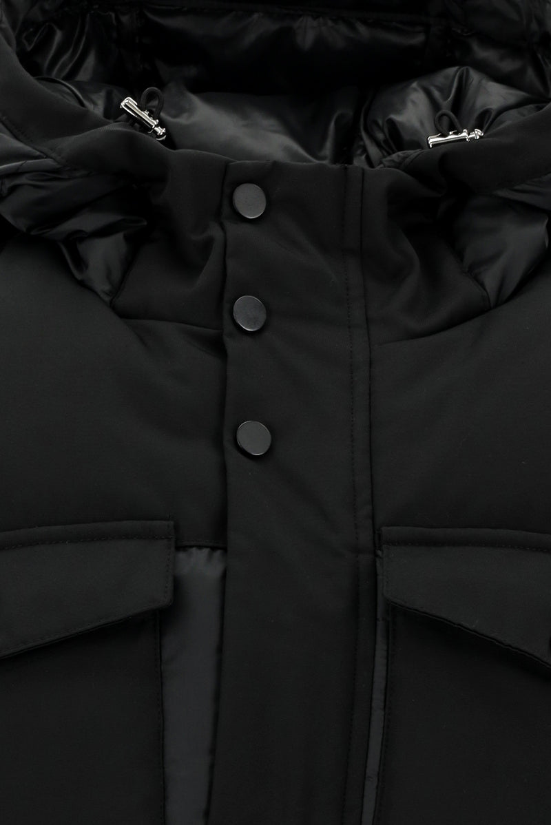 Siyah Kapüşonlu Spor Şişme Kaban