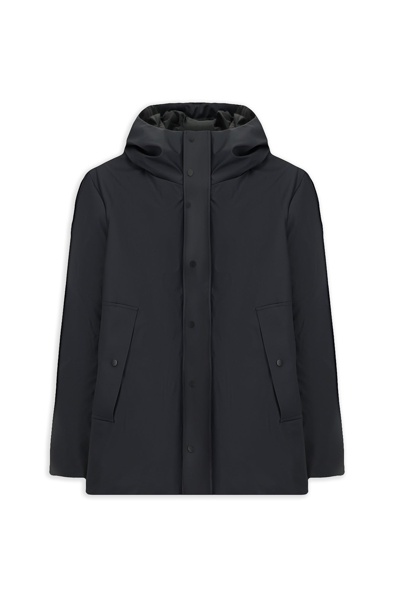 Koyu Lacivert Slim Fit Dar Kesim Kapüşonlu Dik Yaka Cepli Rüzgar Geçirmez Şişme Spor Kaban