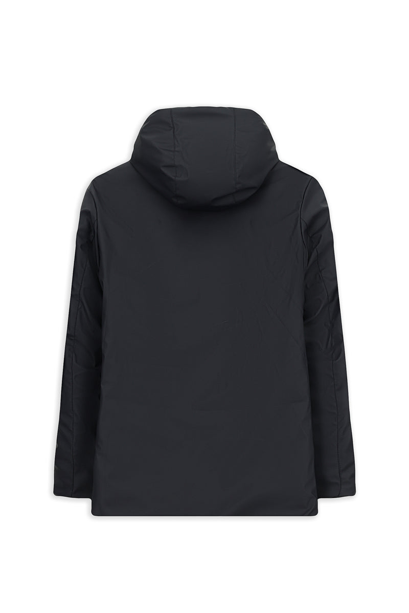 Koyu Lacivert Slim Fit Dar Kesim Kapüşonlu Dik Yaka Cepli Rüzgar Geçirmez Şişme Spor Kaban