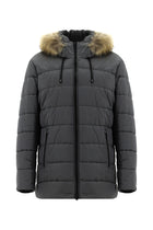 Orta Gri Slim Fit Dar Kesim Kapüşonlu Spor Kaban