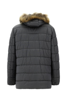 Orta Gri Slim Fit Dar Kesim Kapüşonlu Spor Kaban