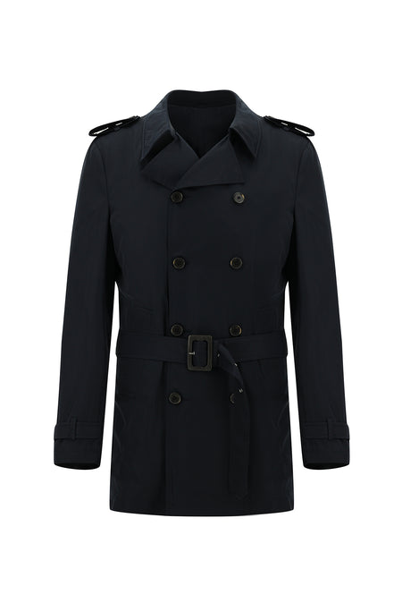 Koyu Lacivert Pamuklu Pardösü & Trençkot