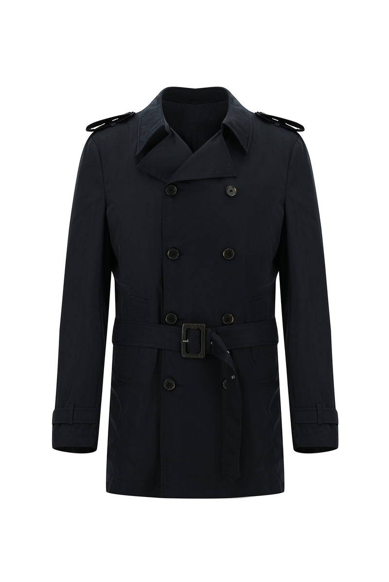 Koyu Lacivert Pamuklu Pardösü & Trençkot