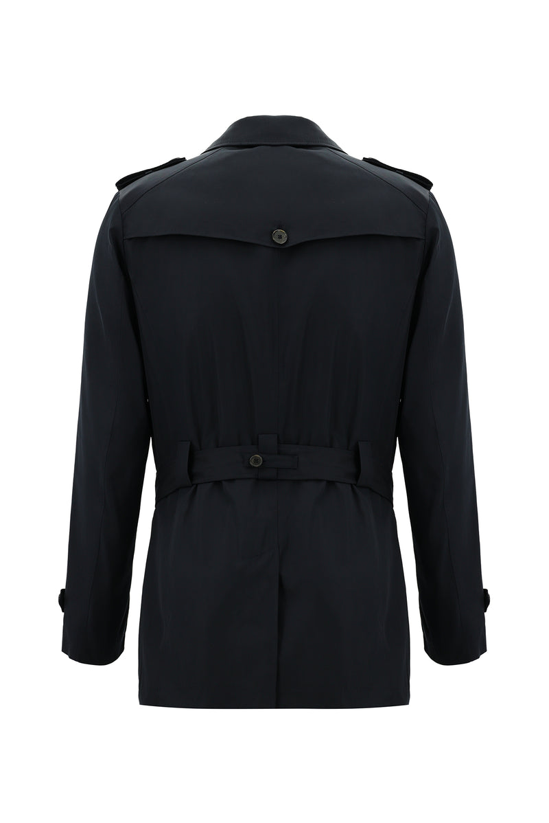 Koyu Lacivert Pamuklu Pardösü & Trençkot