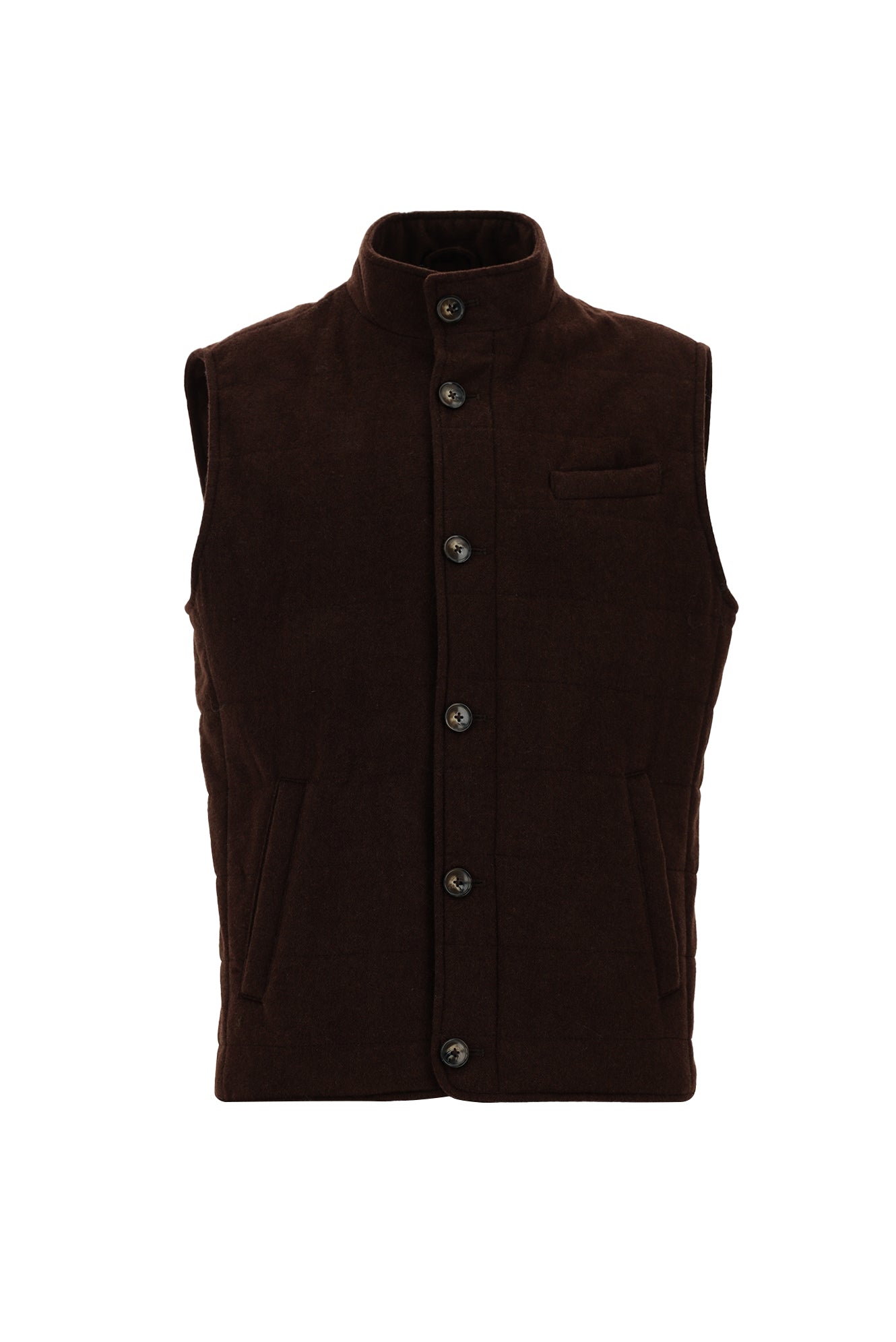 Orta Kahve Slim Fit Dar Kesim Yünlü Kapitone Spor Yelek