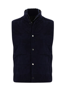 Orta Lacivert Slim Fit Dar Kesim Spor Deri Yelek-Abdullah Ki??l?