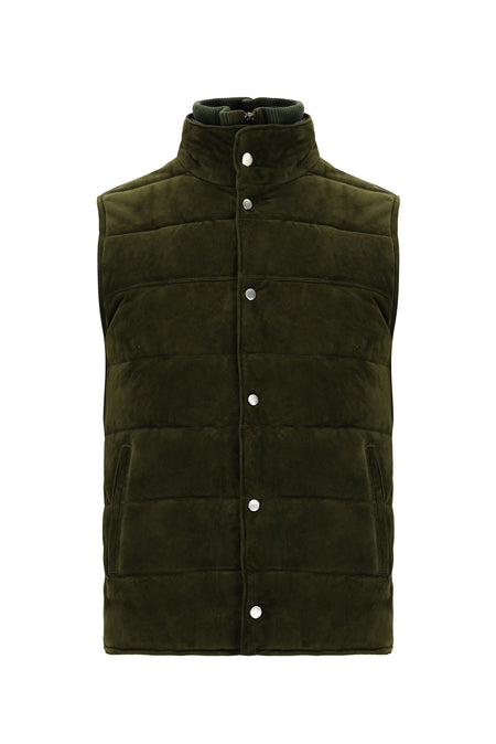 Orta Haki Slim Fit Dar Kesim Spor Deri Yelek-Abdullah Ki??l?