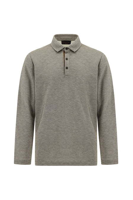 Orta Kahve Polo Yaka Regular Fit Sweatshirt-Abdullah Ki??l?