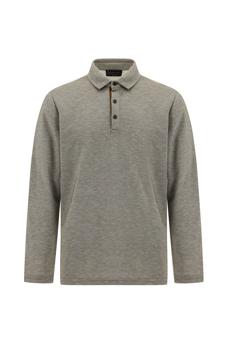 Orta Kahve Polo Yaka Regular Fit Sweatshirt