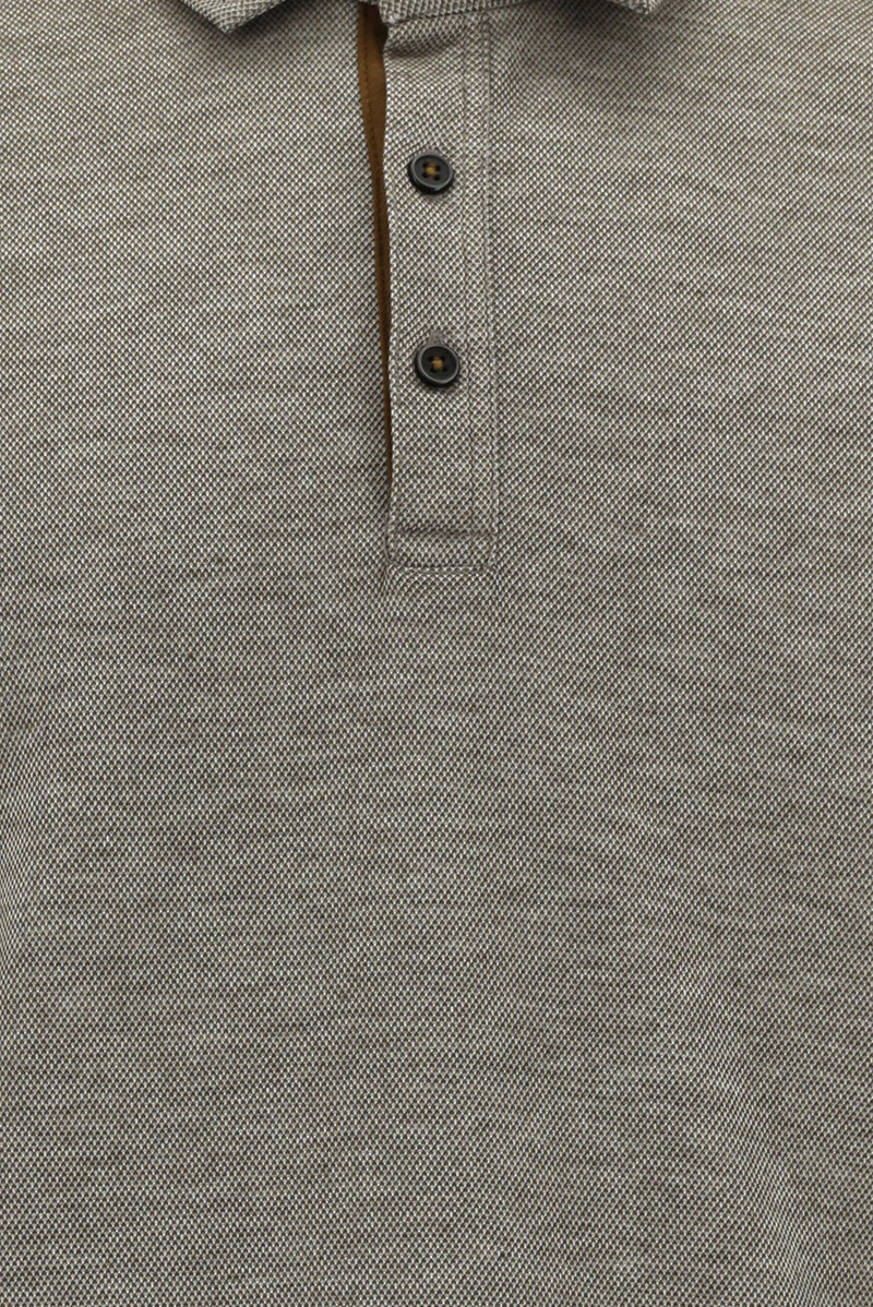 Orta Kahve Polo Yaka Regular Fit Sweatshirt