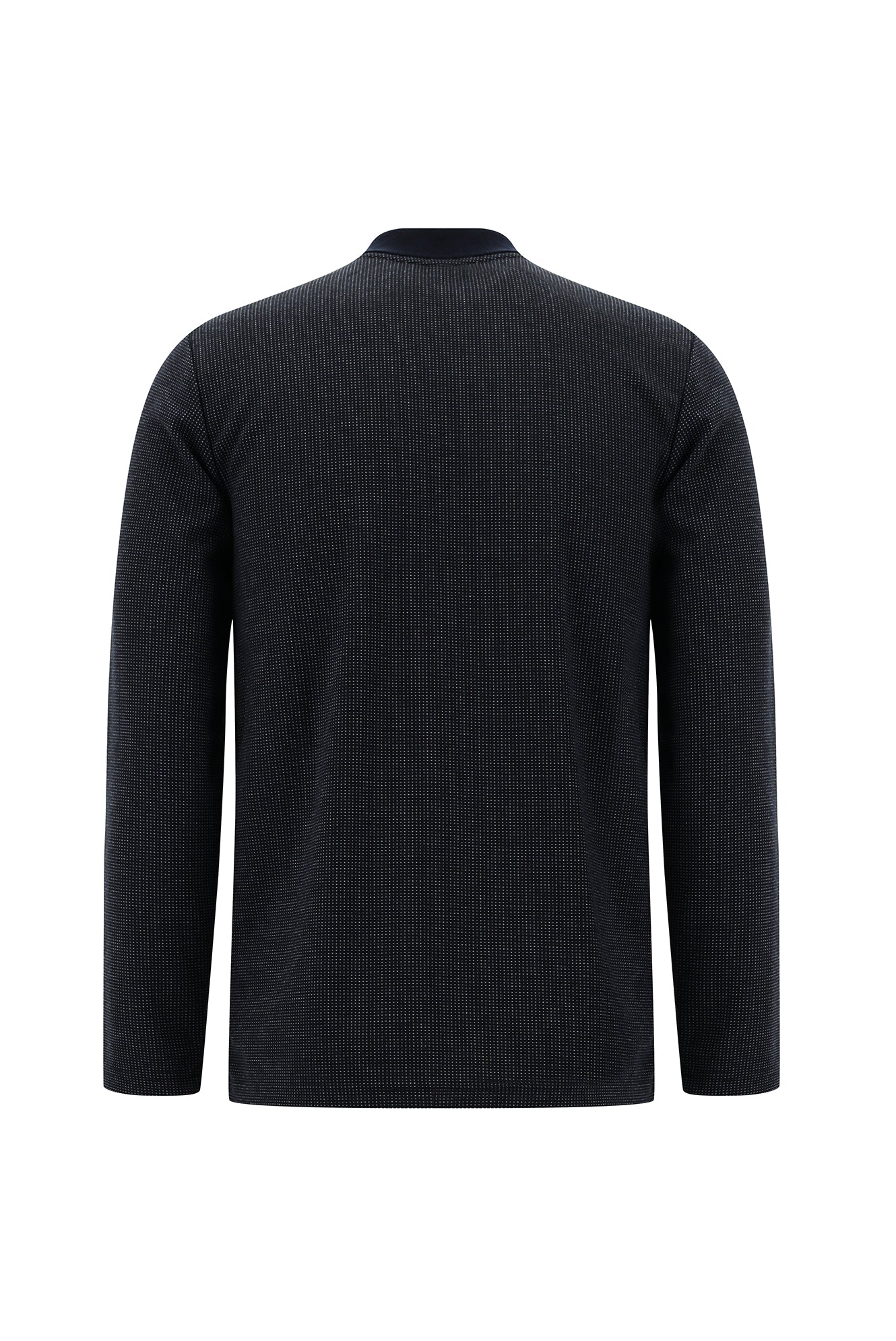 Koyu Lacivert Polo Yaka Regular Fit Fermuarlı Desenli Sweatshirt